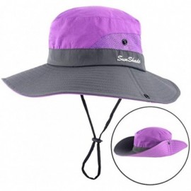 Sun Hats Women's Outdoor UV Protection Foldable Mesh Wide Brim Beach Fishing Hat - Purple for Adult - CT18SRCW7O8 $15.13