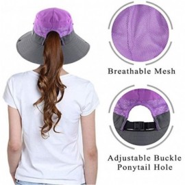 Sun Hats Women's Outdoor UV Protection Foldable Mesh Wide Brim Beach Fishing Hat - Purple for Adult - CT18SRCW7O8 $15.13