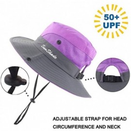 Sun Hats Women's Outdoor UV Protection Foldable Mesh Wide Brim Beach Fishing Hat - Purple for Adult - CT18SRCW7O8 $15.13