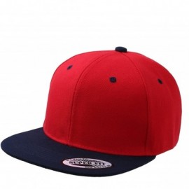 Baseball Caps Blank Adjustable Flat Bill Plain Snapback Hats Caps - Red/Navy - CI1260F930N $11.72