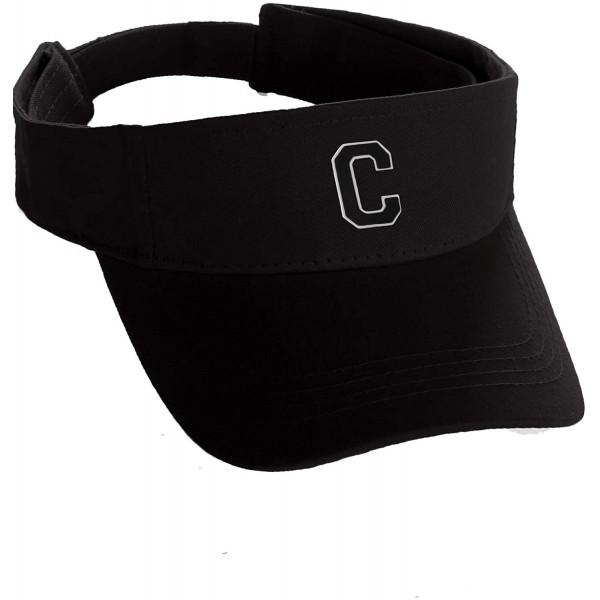 Visors Custom Sport Sun Visor Hat A to Z Initial Team Letters- Black Visor White Black - Letter C - CC18GRZRHGN $14.78