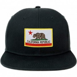Baseball Caps Oversize XXL California State Flag Patch Flatbill Mesh Snapback Cap - Black - CU18LSRAS2M $19.23