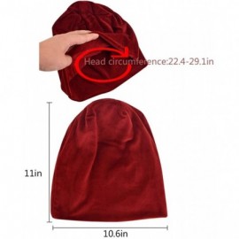 Skullies & Beanies Warm Winter Skull Cap Solid Color Velvet Hat Slouchy Beanie Cap - Wine - CE186WQZ2AR $11.65