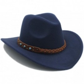 Cowboy Hats Winter Spring Western Cowboy Hat for Womem Men Wide Brim Cowgirl Jazz Cap with The Belt - 1 - CZ184XCS7T4 $44.66