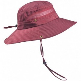 Bucket Hats Summer Outdoor Sun Hat Protection Bucket Mesh Boonie Hat Solid Fishing Cap Summer Best 2019 New - Red - CG18R3K0Y...