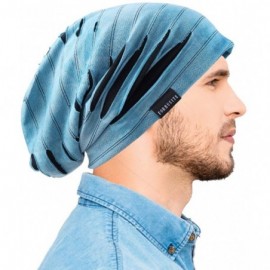 Skullies & Beanies Mens Slouchy Beanie Skull Cap Summer Thin Baggy Oversized Knit Hat B301 - B090-blue - CT18E45HGT3 $12.37