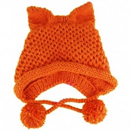 Skullies & Beanies Women's Hat Cat Ear Crochet Braided Knit Caps Warm Snowboarding Winter - Orange - C8186T2NHCG $14.84