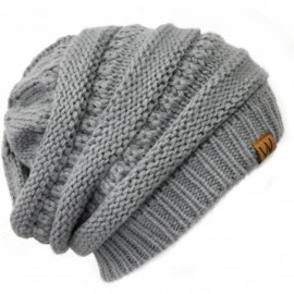Skullies & Beanies Winter Thick Knit Beanie Slouchy Beanie for Men & Women - Light Grey - CE11VHKK7ST $18.68