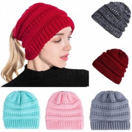 Skullies & Beanies Womens Baggy Slouchy Beanie Tail Warm Fleece Skiing Knitted Cap Winter Stretch Messy High Bun Ponytail Bea...