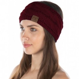 Cold Weather Headbands Exclusives Womens Head Wrap Lined Headband Stretch Knit Ear Warmer - Maroon - CE18Y6NE6AN $9.45