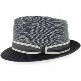 Fedoras Belfry Men Women Summer Straw Trilby Fedora Hat in Blue Tan Black - Bakosblack - C618SO2SCEQ $40.69