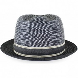 Fedoras Belfry Men Women Summer Straw Trilby Fedora Hat in Blue Tan Black - Bakosblack - C618SO2SCEQ $40.69