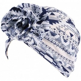 Skullies & Beanies Women Pleated Twist Turban African Printing India Chemo Cap Hairwrap Headwear - Black and White 1 - C918U5...