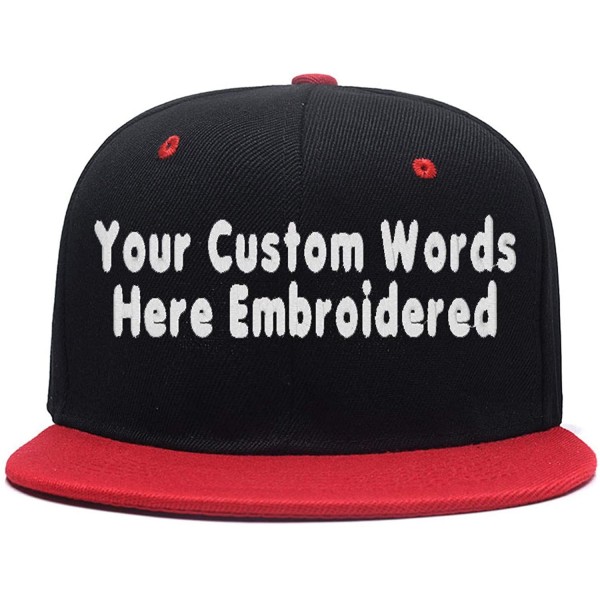 Baseball Caps Hip Hop Snapback Casquette-Embroidered.Custom Flat Bill Dance Plain Baseball Dad Hats - Red Black - C018HK89574...