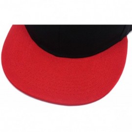 Baseball Caps Hip Hop Snapback Casquette-Embroidered.Custom Flat Bill Dance Plain Baseball Dad Hats - Red Black - C018HK89574...