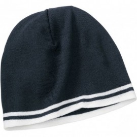 Skullies & Beanies Fine Knit Skull Cap with Stripes (CP93) - Navy/White - CA11QDS1KWH $11.85