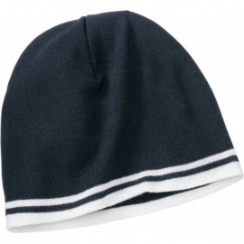 Skullies & Beanies Fine Knit Skull Cap with Stripes (CP93) - Navy/White - CA11QDS1KWH $11.85