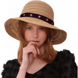 Sun Hats Beach Sun Hat Women Summer Cap Sunhat Wide Brim Foldable Packable Floppy Panama - Khaki-a - CX18OY5GZWG $14.54