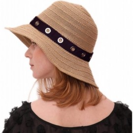 Sun Hats Beach Sun Hat Women Summer Cap Sunhat Wide Brim Foldable Packable Floppy Panama - Khaki-a - CX18OY5GZWG $14.54