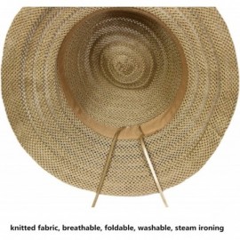 Sun Hats Beach Sun Hat Women Summer Cap Sunhat Wide Brim Foldable Packable Floppy Panama - Khaki-a - CX18OY5GZWG $14.54