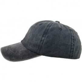 Baseball Caps Womens Cotton Distressed High Ponytail Baseball Messy Bun Cap Washed Ponycap - Black - CK18N77DAXM $10.45