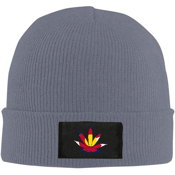 Skullies & Beanies Colorado State Flag Pot Leaf Men Women Knitted Hat Soft Skull Cap - Deep Heather - CT18NCL4X8Q $25.03