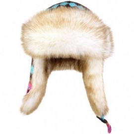 Bomber Hats Knitted Russian Women Winter Aviator Trapper Hat with Faux Fur Lining Hat - Color E - CW12O89DQMP $21.65