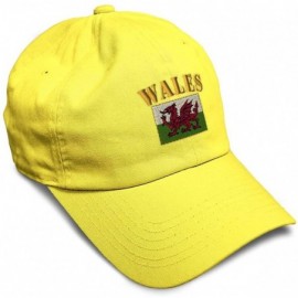 Baseball Caps Soft Baseball Cap Wales Flag Embroidery Dad Hats for Men & Women Buckle Closure - Yellow - CV18YMDEWGG $13.95