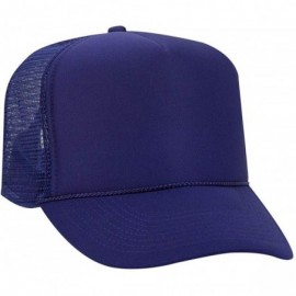 Baseball Caps Polyester Foam Front 5 Panel High Crown Mesh Back Trucker Hat - Purple - CD12EXF1TWR $21.44