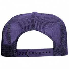 Baseball Caps Polyester Foam Front 5 Panel High Crown Mesh Back Trucker Hat - Purple - CD12EXF1TWR $8.69