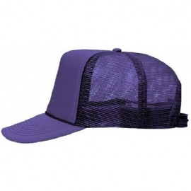 Baseball Caps Polyester Foam Front 5 Panel High Crown Mesh Back Trucker Hat - Purple - CD12EXF1TWR $8.69