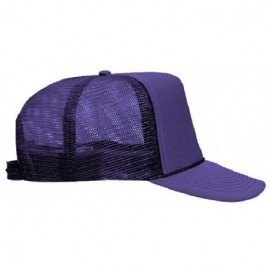 Baseball Caps Polyester Foam Front 5 Panel High Crown Mesh Back Trucker Hat - Purple - CD12EXF1TWR $8.69