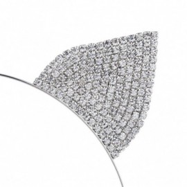 Headbands Silver Tone Crystal Pave Rhinestone Kitty Cat Ears Headband - CQ182Y0ZCOK $8.17