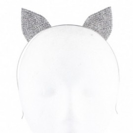 Headbands Silver Tone Crystal Pave Rhinestone Kitty Cat Ears Headband - CQ182Y0ZCOK $8.17