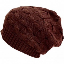 Skullies & Beanies Oversize Cable Knit Slouchy Beanie Cap Hat - Brown - CF116QXMPO1 $10.52