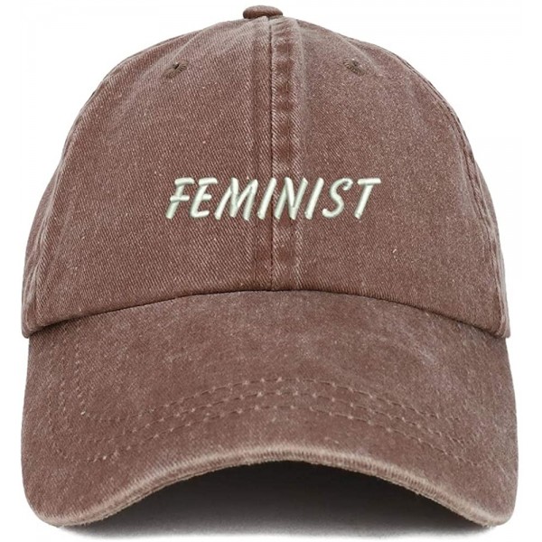 Baseball Caps Feminist Embroidered Washed Cotton Adjustable Cap - Chocolate - CG18SRX0HXA $20.86