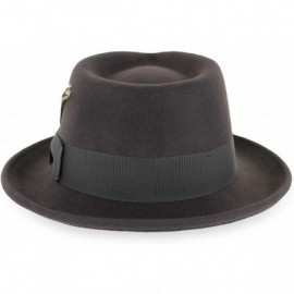 Fedoras Belfry Gangster 100% Wool Stain Resistant Crushable Dress Fedora in Black Grey Navy Brown Pecan - Chocolate - CT184SN...