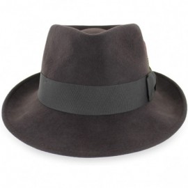 Fedoras Belfry Gangster 100% Wool Stain Resistant Crushable Dress Fedora in Black Grey Navy Brown Pecan - Chocolate - CT184SN...