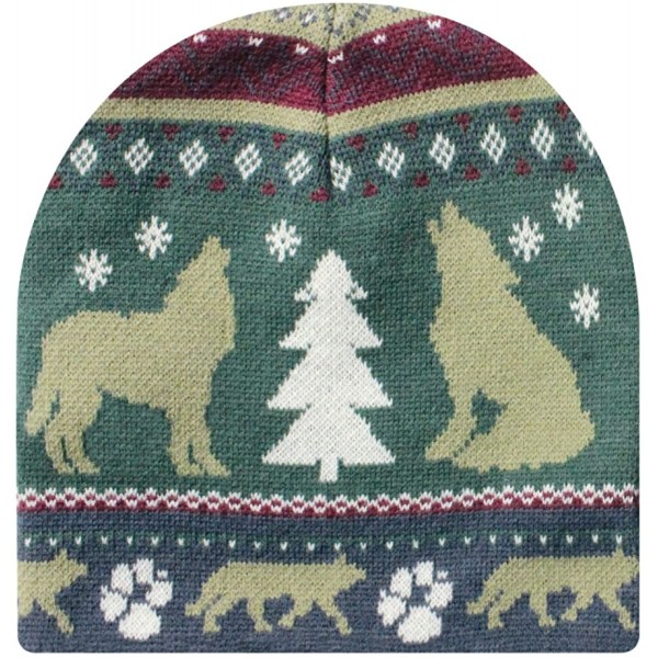 Skullies & Beanies Animal Knit Beanie - Wolf Beanie - CJ12N8YUWHU $9.47