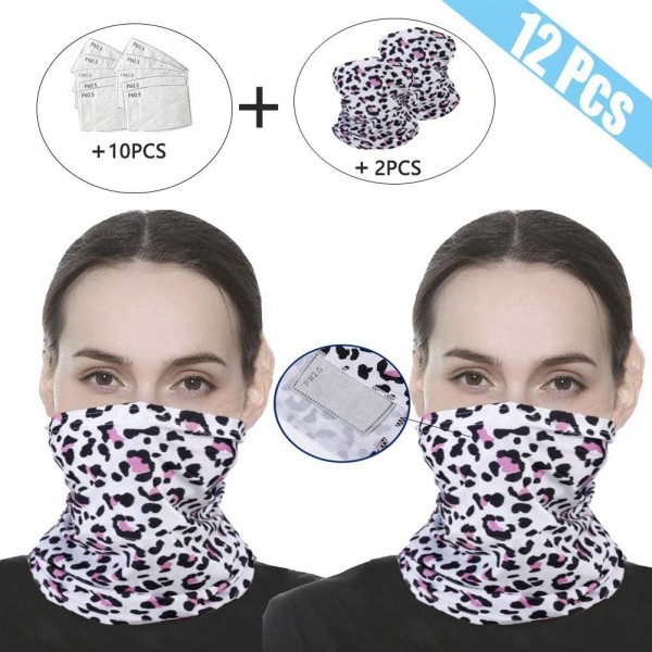 Balaclavas 2PCS Bandana Face Mask with 10PCS Safety Filters Neck Gaiter Balaclava Mouth Cover for Women Men - Pattern 5 - CR1...