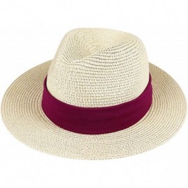 Sun Hats Women Straw Panama Hat Felt Fedora Beach Sun Hat Vintage Headband Wide Brim Straw Roll up Hat UPF 30+ - C71947OIWYN ...