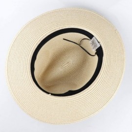 Sun Hats Women Straw Panama Hat Felt Fedora Beach Sun Hat Vintage Headband Wide Brim Straw Roll up Hat UPF 30+ - C71947OIWYN ...