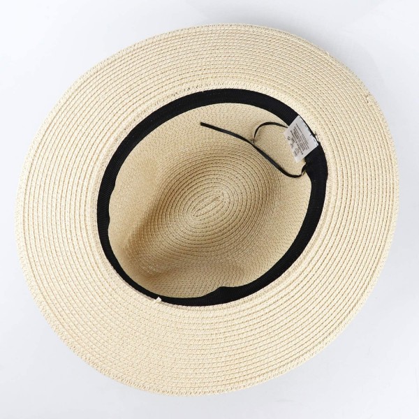 Women Straw Panama Hat Felt Fedora Beach Sun Hat Vintage Headband Wide ...
