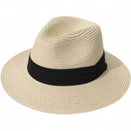 Sun Hats Women Straw Panama Hat Felt Fedora Beach Sun Hat Vintage Headband Wide Brim Straw Roll up Hat UPF 30+ - C71947OIWYN ...