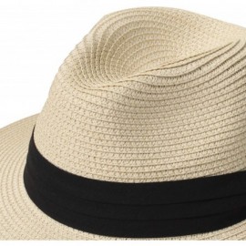 Sun Hats Women Straw Panama Hat Felt Fedora Beach Sun Hat Vintage Headband Wide Brim Straw Roll up Hat UPF 30+ - C71947OIWYN ...