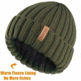 Skullies & Beanies Knit Beanie Hats for Women Men Double Layer Fleece Lined Chunky Winter Hat - Pine Green - C318UUCK3NU $14.43