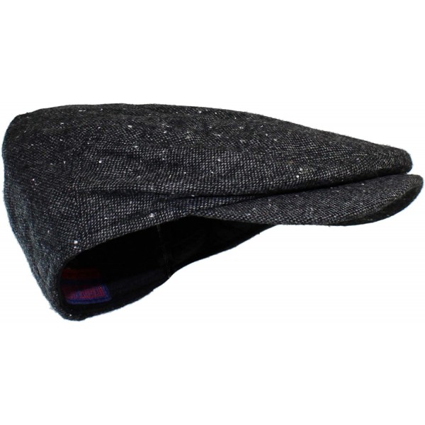 Newsboy Caps Irish Donegal Tweed Newsboy Driving Cap with Quilted Lining - Gray Donegal Large - CY1262UJO37 $11.16