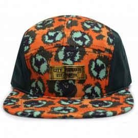 Baseball Caps Baseball 5 Panel Biker Hat - Hunter Green/Orange - C911WBNGC5N $10.91