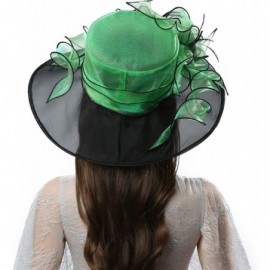Sun Hats Women's Organza Dress Kentucky Derby Day Church Wedding Tea Party Hat - Green/Black - CO17YHAC9TG $15.89