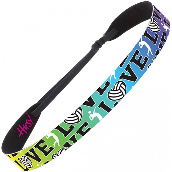 Headbands Cute Adjustable No Slip I Love Volleyball Headbands for Girls & Women - Rainbow Love Volleyball - CV17YH47ZEW $10.31